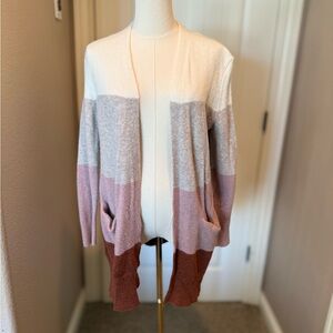 Madewell Kent Color Blocked Open Front Cardigan